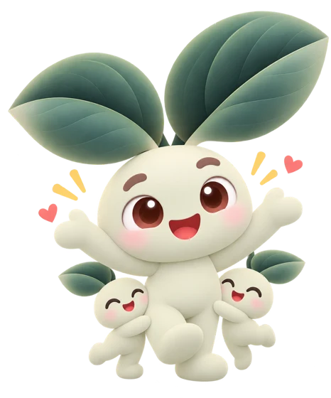 Pip celebrating with two smaller Pip characters